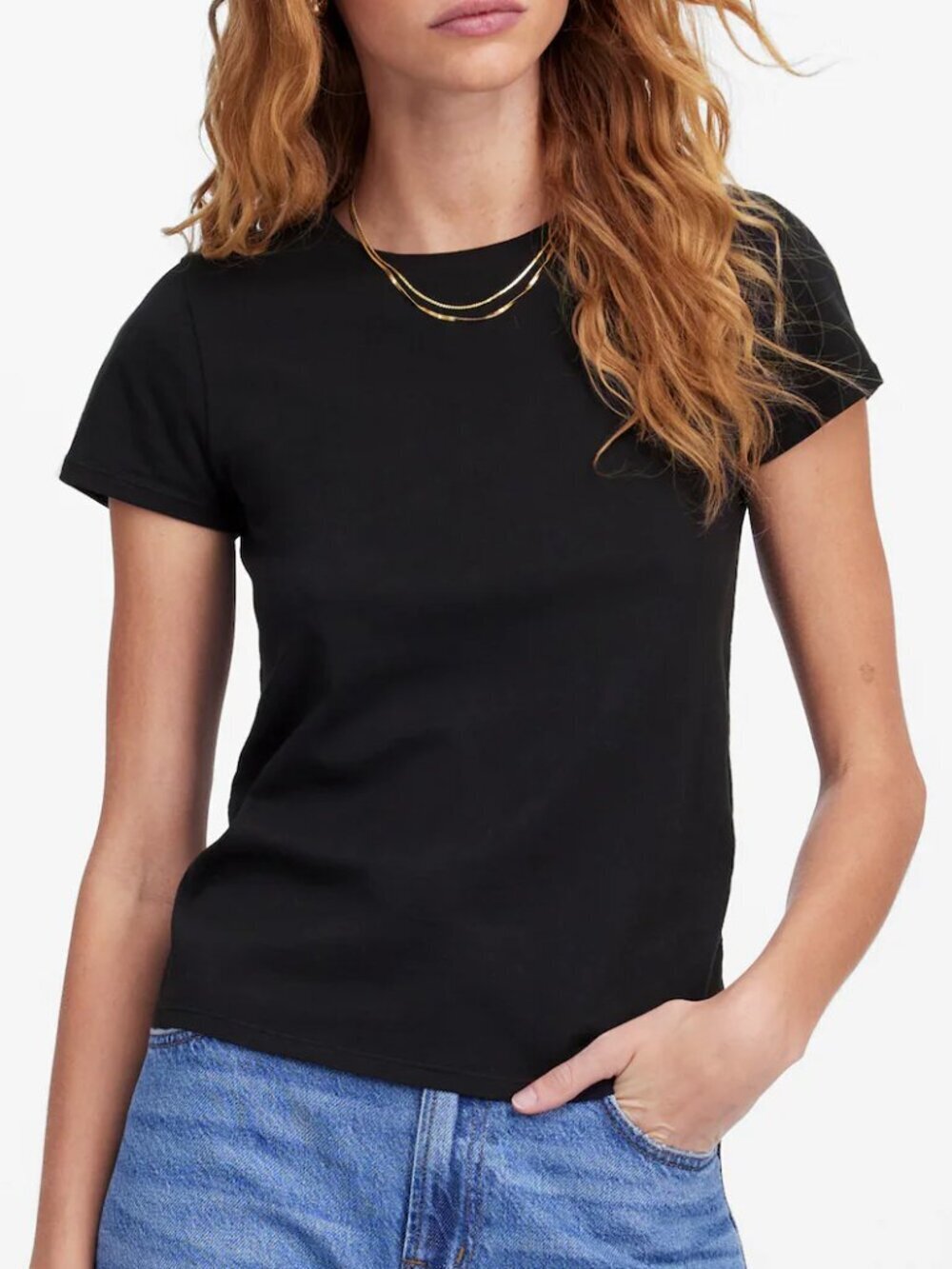 Madewell Essential Lightweight Cotton Short Sleeve Slim Tee Black Size XXS NWT